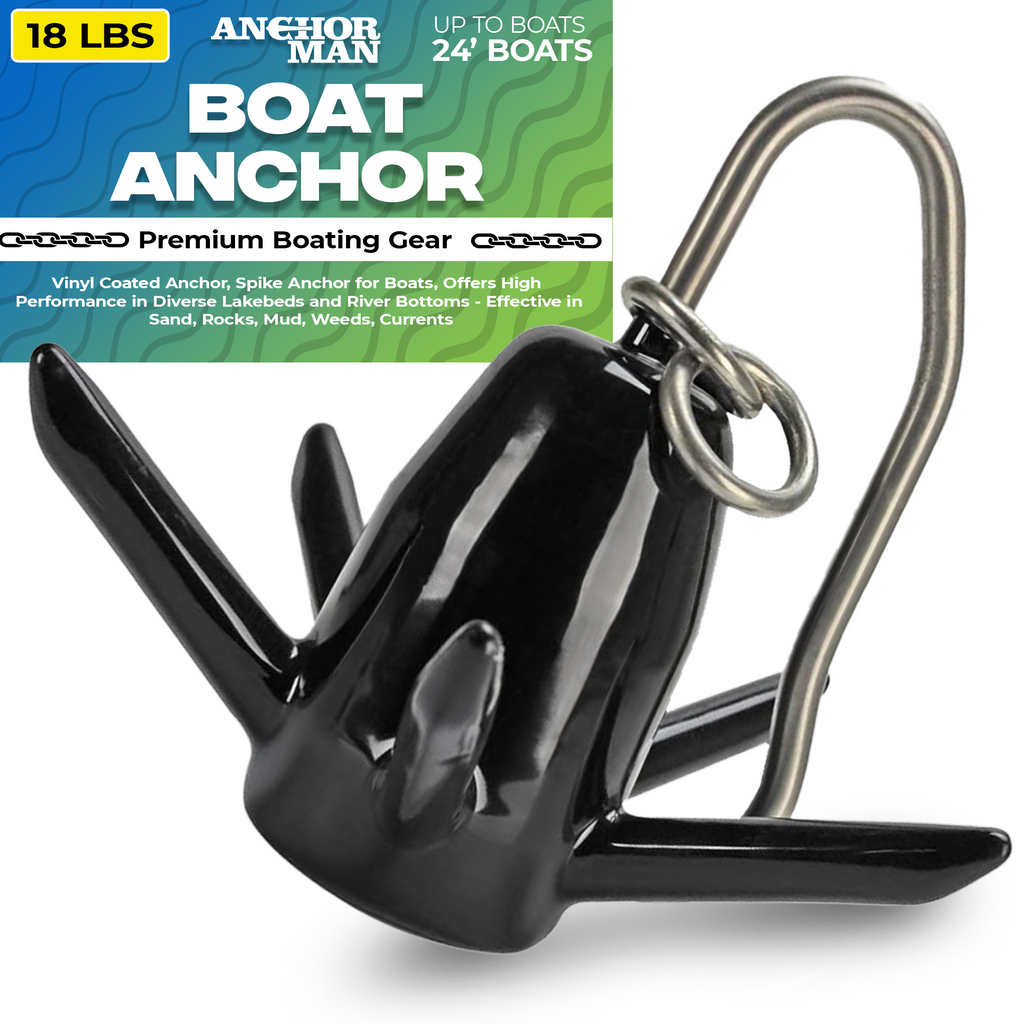 Anchor-Man Vinyl-Coated  Anchor - Spike Anchor for Boats, Offers High Performance in Diverse Lakebeds and River Bottoms - Effective in Sand, Rocks, Mud, Weeds, Currents and More (14lb/18lb/25lb)
