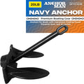 Anchor-Man Navy Anchor(5lb / 10lb / 15lb / 20lb) Black Vinyl Coated Naval Anchors for Boats with Impressive Holding