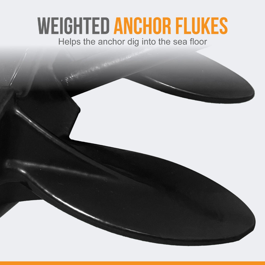 Anchor-Man Navy Anchor(5lb / 10lb / 15lb / 20lb) – Black Vinyl Coated Naval Anchors for Boats with Impressive Holding Power - Prevents Rust, and Scratches