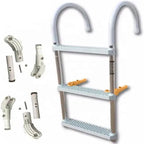 Anchor-Man Folding 3/4 Step Ladder for Fishing, Heavy-Duty Aluminum Pontoon Boat Ladder With Wide Steps, Ideal for Yacht, Dock, Etc