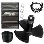River Anchor Kit 30lbs, Vinyl/PVC Coated, 100 ft Nylon Rope, 4 ft PVC-Coated Chain, Bow Shackle, Storage Bag, Heavy Anchor-Man