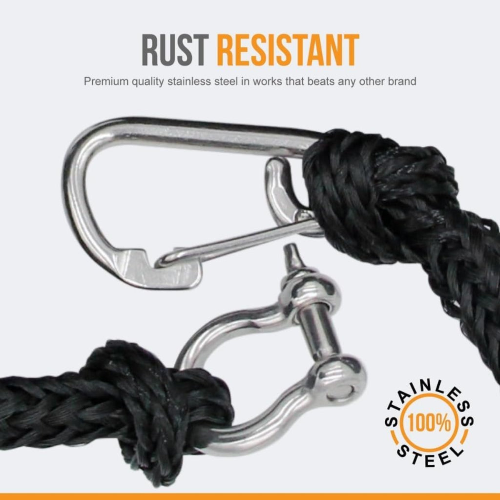 Anchor-Man Boat Bungee Dock Lines 7ft-22ft / 14ft-50ft Heavy-Duty Bungee Anchor Line with 316 Stainless Steel Clips High-Elasticity Bungee Rope for Boat, Jet Ski, & Kayak