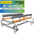 Anchor-Man Jet Ski Dolly, Small Boat Dolly Jetski Stand for Moving Watercraft, Adjustable Jet Ski Trailer with 4 Casters & 2 Brakes, Heavy-Duty Boat Stands Floating Jet Ski Dock, 1300 Lbs Capacity