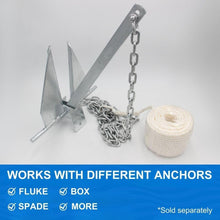 Load image into Gallery viewer, Anchor-Man Portable Galvanized Fluke Style Anchor Kit, Anchor Chain Boat, Anchor Rope and Anchor Bag, Set for Pontoon, Sail, Small Boats, Boat Anchors for 18, 25, Foot Boats - 8.5lb Kit13lb Kit
