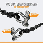 Anchor-Man PVC Coated Boat Anchor Chain with Stainless Steel Shackles – Heavy-Duty, Corrosion-Resistant Marine Safety Chain (4ft 1/4in, 5ft 5/16in)