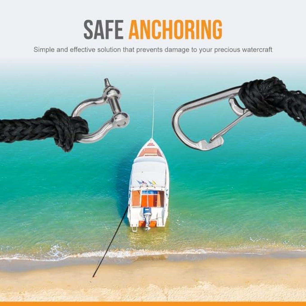 Anchor-Man Boat Bungee Dock Lines 7ft-22ft / 14ft-50ft Heavy-Duty Bungee Anchor Line with 316 Stainless Steel Clips High-Elasticity Bungee Rope for Boat, Jet Ski, & Kayak
