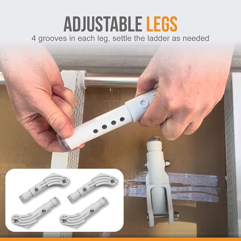 Anchor-Man Folding 3/4 Step Ladder for Fishing, Heavy-Duty Aluminum Pontoon Boat Ladder With Wide Steps, Ideal for Yacht, Dock, Etc