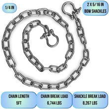 Load image into Gallery viewer, Anchor-Man Stainless Steel Boat Anchor Chain, Marine Grade, High Break Load with 2 Advanced Stainless Steel Shackles Boat Chains, 3 Sizes (5ft 1/4 in, 5ft 3/16 in, 7ft 5/16 in)
