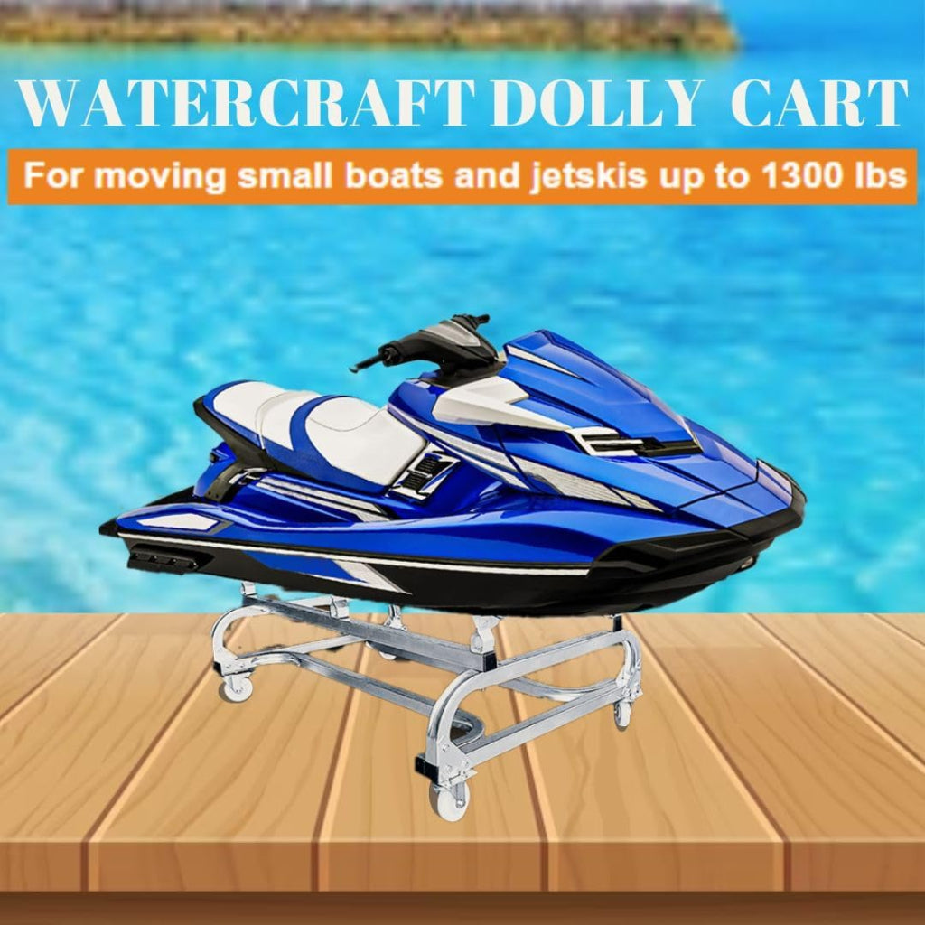 Anchor-Man Jet Ski Dolly, Small Boat Dolly Jetski Stand for Moving Watercraft, Adjustable Jet Ski Trailer with 4 Casters & 2 Brakes, Heavy-Duty Boat Stands Floating Jet Ski Dock, 1300 Lbs Capacity