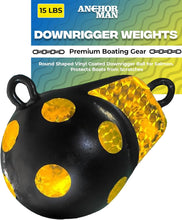 Load image into Gallery viewer, Anchor-Man Downrigger Weights [ 4lbs 6lbs 10lbs 15lbs ] - Round Shaped Vinyl Coated Downrigger Ball for Salmon, Protects Boats from Scratches - Cannon Downrigger Accessories
