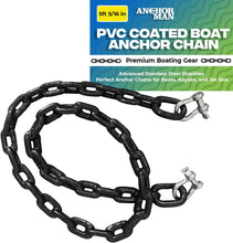 Load image into Gallery viewer, Anchor-Man PVC Coated Anchor Chain, Heavy Duty Anchor Chains for Boats, Durable Corrosion Resistant Boat Anchor Chain for Secure Marine Anchoring (5ft 5/16in) - Black
