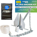 Anchor-Man Portable Galvanized Fluke Style Anchor Kit (8.5lb Kit / 13lb Kit), Anchor Chain Boat, Anchor Rope and Anchor Bag, Set for Pontoon, Sail, Small Boats, Boat Anchors for 18, 25, Foot Boats