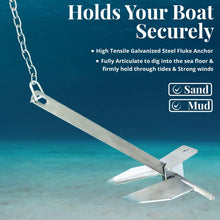 Load image into Gallery viewer, Anchor-Man Portable Galvanized Fluke Style Anchor Kit, Anchor Chain Boat, Anchor Rope and Anchor Bag, Set for Pontoon, Sail, Small Boats, Boat Anchors for 18, 25, Foot Boats - 8.5lb Kit13lb Kit
