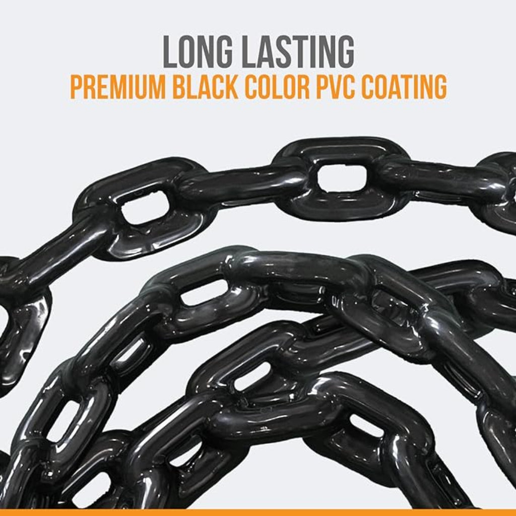 Anchor-Man PVC Coated Boat Anchor Chain with Stainless Steel Shackles – Heavy-Duty, Corrosion-Resistant Marine Safety Chain (4ft 1/4in, 5ft 5/16in)