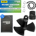 River Anchor Kit 30lbs, Vinyl/PVC Coated, 100 ft Nylon Rope, 4 ft PVC-Coated Chain, Bow Shackle, Storage Bag, Heavy Anchor-Man
