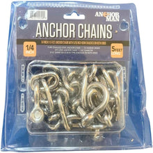 Load image into Gallery viewer, Anchor-Man Stainless Steel Boat Anchor Chain, Marine Grade, High Break Load with 2 Advanced Stainless Steel Shackles Boat Chains (L-5ft x D-1/4)
