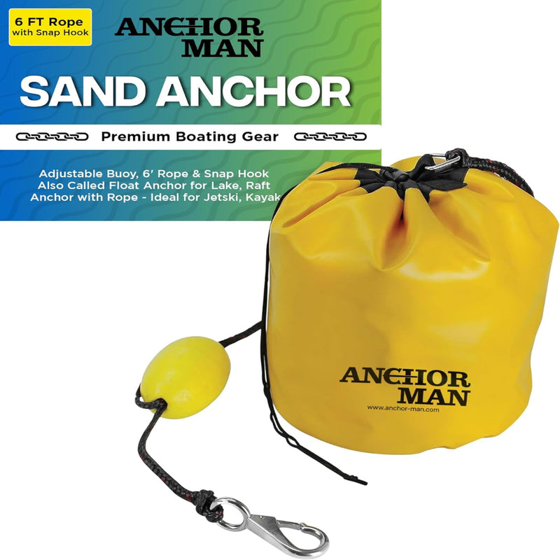 Anchor-Man Jetski Anchor Kit, All-in-One Sand Anchor for Floats, Adjustable Sand Bag Jet Ski Anchor for Floating Ma