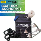 Anchor-Man Box Anchor Kit 19 lbs / 25 lbs - Ultimate Boat Anchor Kit, Hot Dipped Galvanized 9 Gauge Steel Boat Anchors for 25'/ 25'+ Boats - Pontoon Boat Anchor Kit Box Size, Large Pontoon Anchor Boat Kit