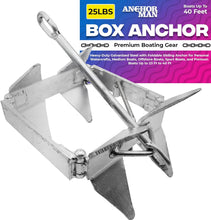 Load image into Gallery viewer, Anchor-Man Box Anchor for Boats - 100% Hot Dipped Galvanized Anchors - Easy Storage Foldable Sliding Boat Box Anchor - Sizes for up to 40ft (13 lbs / 19 lbs / 25 lbs)
