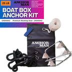 Anchor-Man Box Anchor Kit 19 lbs / 25 lbs - Ultimate Boat Anchor Kit, Hot Dipped Galvanized 9 Gauge Steel Boat Anchors for 25'/ 25'+ Boats - Pontoon Boat Anchor Kit Box Size, Large Pontoon Anchor Boat Kit