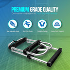 Aluminum Folding Ladder – 4-Step (2 + 2) 43.6" Length, 13.6" Width – Lightweight & Durable Boat Boarding Ladder with Polyethylene Steps