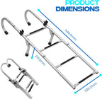 4 Step Mount Ladder, Stainless Steel, Foldable – 46" L x 14W, 29" Stowed, Durable Boat Boarding Ladder