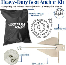 Load image into Gallery viewer, Anchor-Man Portable Galvanized Fluke Style Anchor Kit, Anchor Chain Boat, Anchor Rope and Anchor Bag, Set for Pontoon, Sail, Small Boats, Boat Anchors for 18, 25, Foot Boats - 8.5lb Kit13lb Kit
