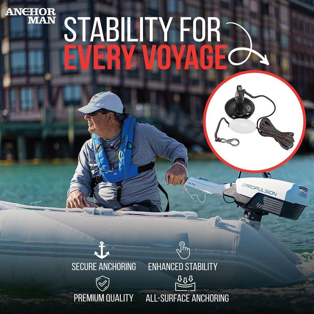 Anchor-Man Anchors | Folding Kayak Grapnel Anchor, 8LB Mushroom Anchor, Complete Jet Ski Anchor Kit with PVC Coated Chain & 50 Feet Rope | Ideal for Boats, Jet Skis, Kayaks, Paddle Boards & Fishing