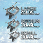 Anchor-Man Boat Slide Box Anchors, 100% Hot Dipped Galvanized Foldable Sliding Cube Anchor Suitable for 23 to 40ft Offshore Sport Boats, Pontoon Boats (13 lbs / 19 lbs / 25 lbs)