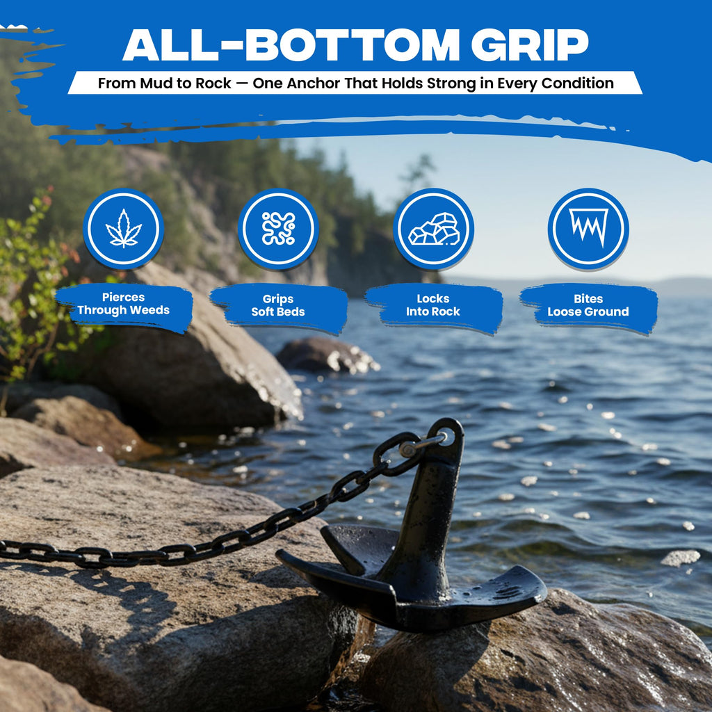 River Anchor Kit 30lbs, Vinyl/PVC Coated, 100 ft Nylon Rope, 4 ft PVC-Coated Chain, Bow Shackle, Storage Bag, Heavy Anchor-Man