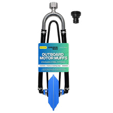 Load image into Gallery viewer, Anchor Man Boat Motor Muffs – Dual Feed Muff Style Boat Motor Flusher, Antifreeze Kit Boat Accessories Winterizing Flushing &amp; Warming. Motor Flush Kit for Inboard &amp; Outboard (Blue)
