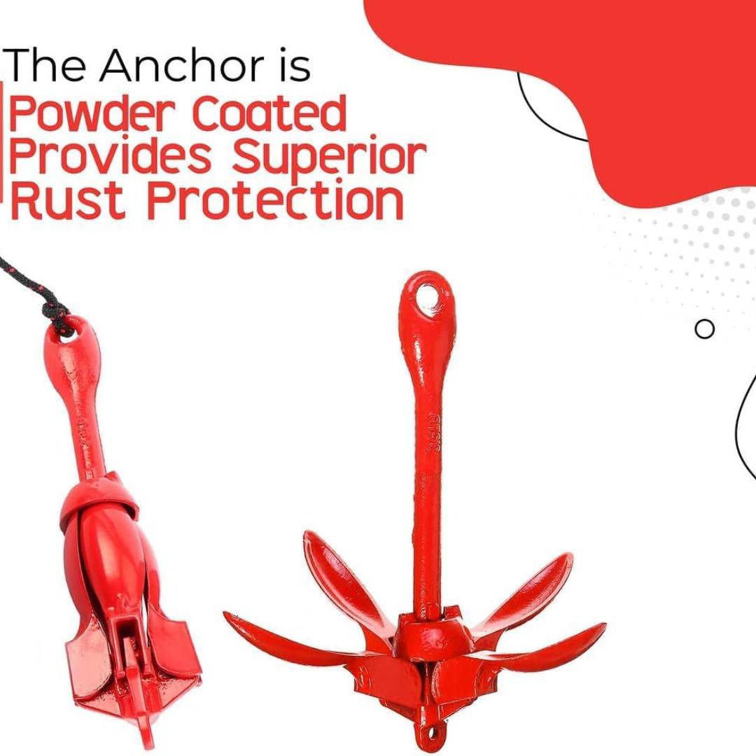 Anchor-Man 3.5 LB Folding Kayak Complete Grapnel Anchor - 10L Storage Kayak Anchor - Mushroom Anchor, Jet Ski Anchor Kit with 25 Feet Rope | Ideal for Boats, Paddle Board Anchor and Fishing