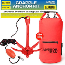 Load image into Gallery viewer, Anchor-Man 3.5 LB Folding Kayak Complete Grapnel Anchor - 10L Storage Kayak Anchor - Mushroom Anchor, Jet Ski Anchor Kit with 25 Feet Rope | Ideal for Boats, Paddle Board Anchor and Fishing
