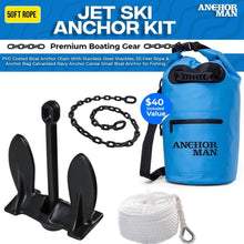 Load image into Gallery viewer, Jet Ski Anchor Kit | Kayak Anchor Kit PVC Coated Boat Anchor Chain with Stainless Steel Shackles with 50 Feet Rope &amp; Anchor Bag | Galvanized Navy Anchor Canoe Small Boat Anchor for Fishing
