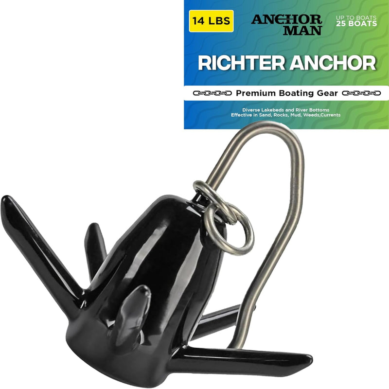 Anchor-Man Vinyl-Coated Richter Anchor - Spike Anchor for Boats, Offers High Performance in Diverse Lakebeds and Ri