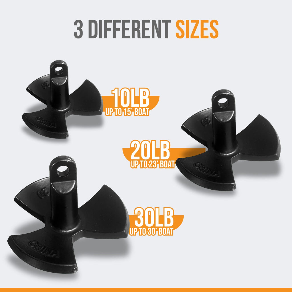Anchor-Man River Anchor, Black Vinyl Coated Mushroom Anchor for Boats - Marine Grade Boat Anchor with Impressive Holding Power - Prevents Rust, and Scratches - Ideal for 15-20 Foot Boat