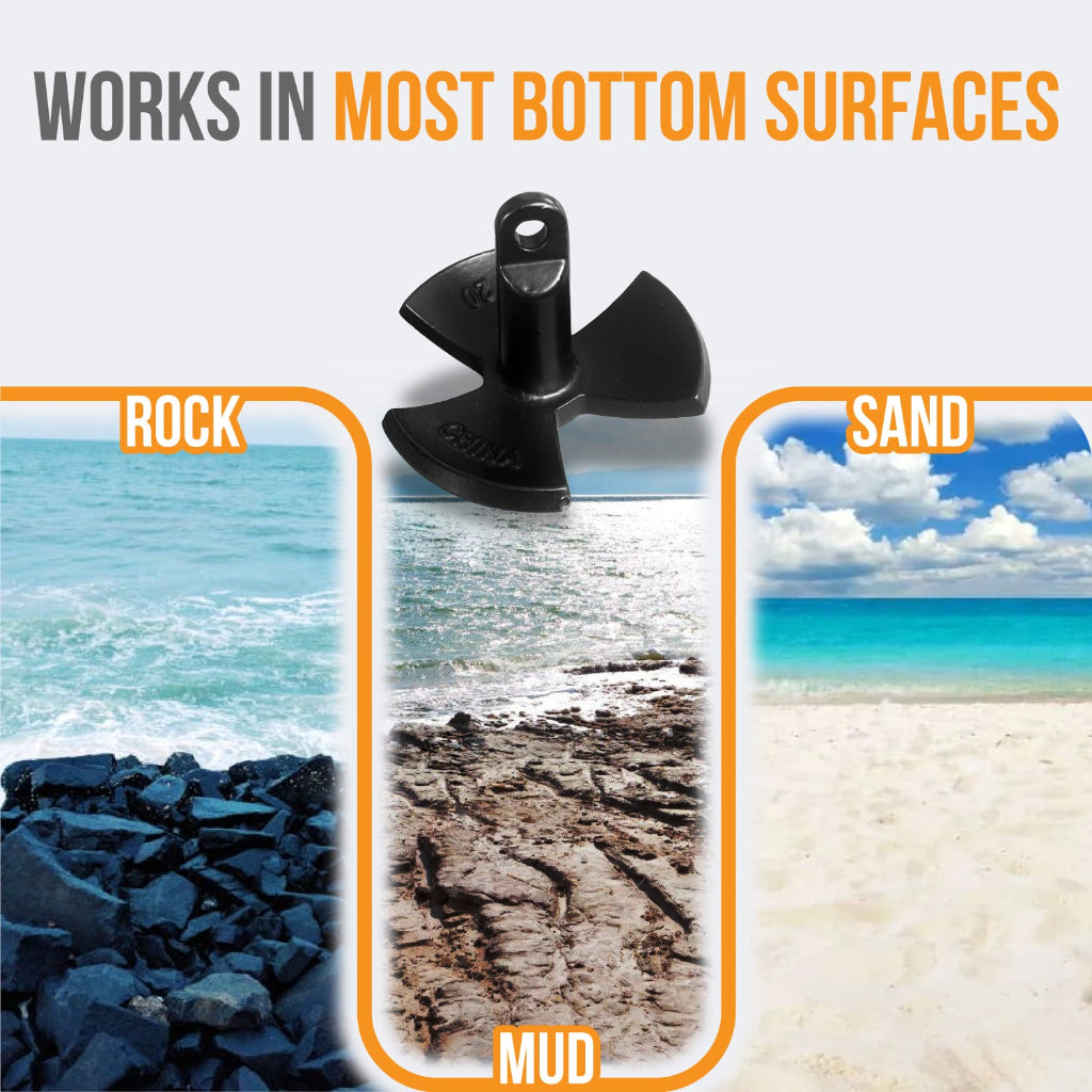 Anchor-Man River Anchor, Black Vinyl Coated Mushroom Anchor for Boats - Marine Grade Boat Anchor with Impressive Holding Power - Prevents Rust, and Scratches - Ideal for 15-20 Foot Boat