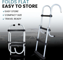 Load image into Gallery viewer, Aluminum Folding Ladder – 4-Step (2 + 2) 43.6&quot; Length, 13.6&quot; Width – Lightweight &amp; Durable Boat Boarding Ladder with Polyethylene Steps
