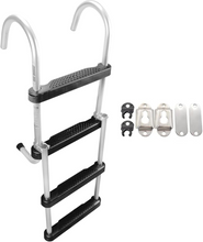 Load image into Gallery viewer, Aluminum Folding Ladder – 4-Step (2 + 2) 43.6&quot; Length, 13.6&quot; Width – Lightweight &amp; Durable Boat Boarding Ladder with Polyethylene Steps
