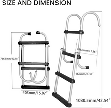Load image into Gallery viewer, Aluminum Folding Ladder – 4-Step (2 + 2) 43.6&quot; Length, 13.6&quot; Width – Lightweight &amp; Durable Boat Boarding Ladder with Polyethylene Steps
