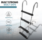 Aluminum Folding Ladder – 4-Step (2 + 2) 43.6" Length, 13.6" Width – Lightweight & Durable Boat Boarding Ladder with Polyethylene Steps