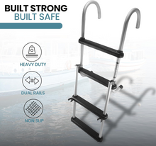 Load image into Gallery viewer, Aluminum Folding Ladder – 4-Step (2 + 2) 43.6&quot; Length, 13.6&quot; Width – Lightweight &amp; Durable Boat Boarding Ladder with Polyethylene Steps

