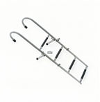 4 Step Mount Ladder, Stainless Steel, Foldable – 46" L x 14W, 29" Stowed, Durable Boat Boarding Ladder