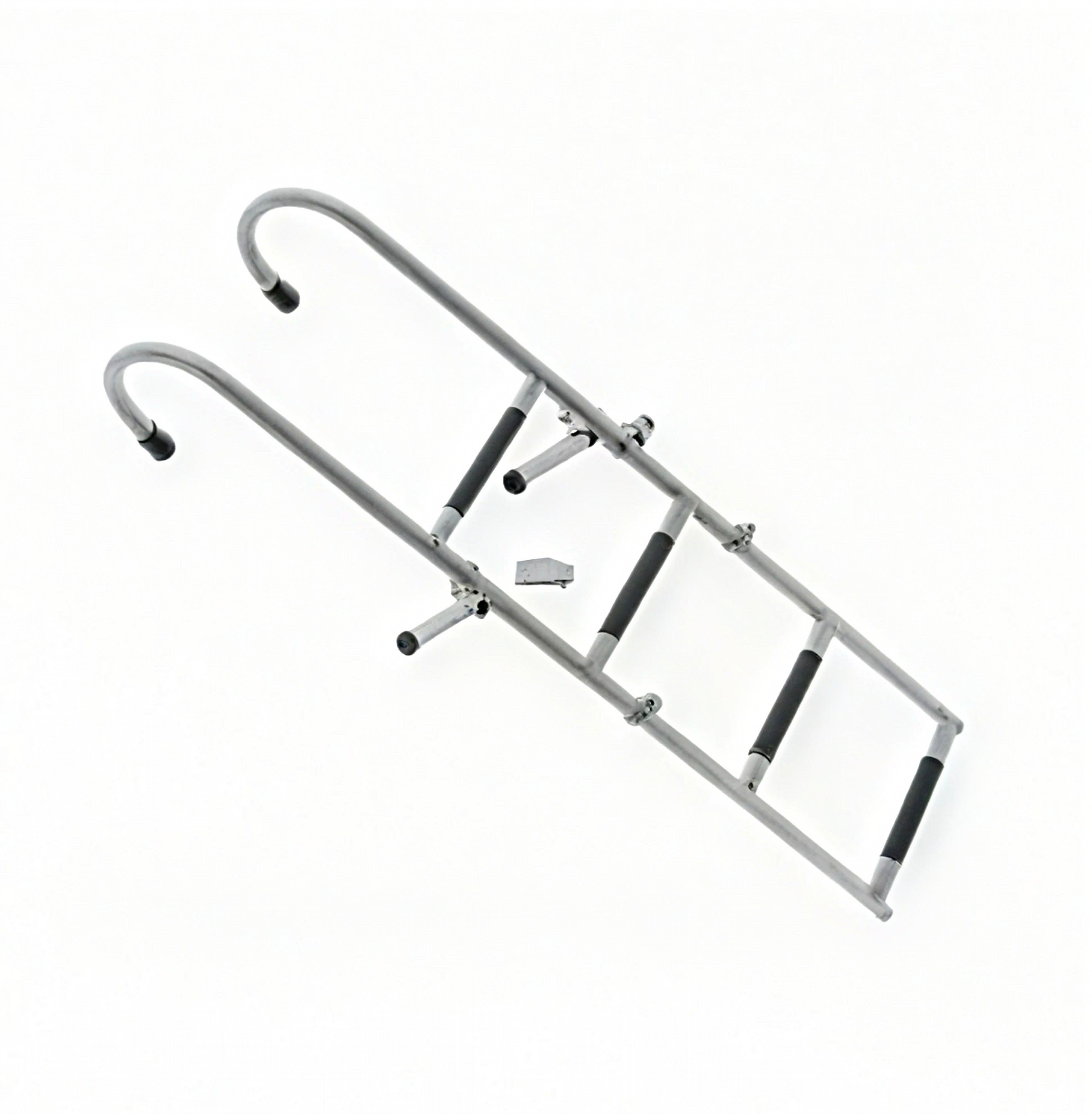 4 Step Mount Ladder, Stainless Steel, Foldable – 46" L x 14W, 29" Stowed, Durable Boat Boarding Ladder