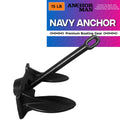 Anchor-Man Navy Anchor(5lb / 10lb / 15lb / 20lb) Black Vinyl Coated Naval Anchors for Boats with Impressive Holding