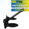 Anchor-Man Navy Anchor(5lb / 10lb / 15lb / 20lb) Black Vinyl Coated Naval Anchors for Boats with Impressive Holding