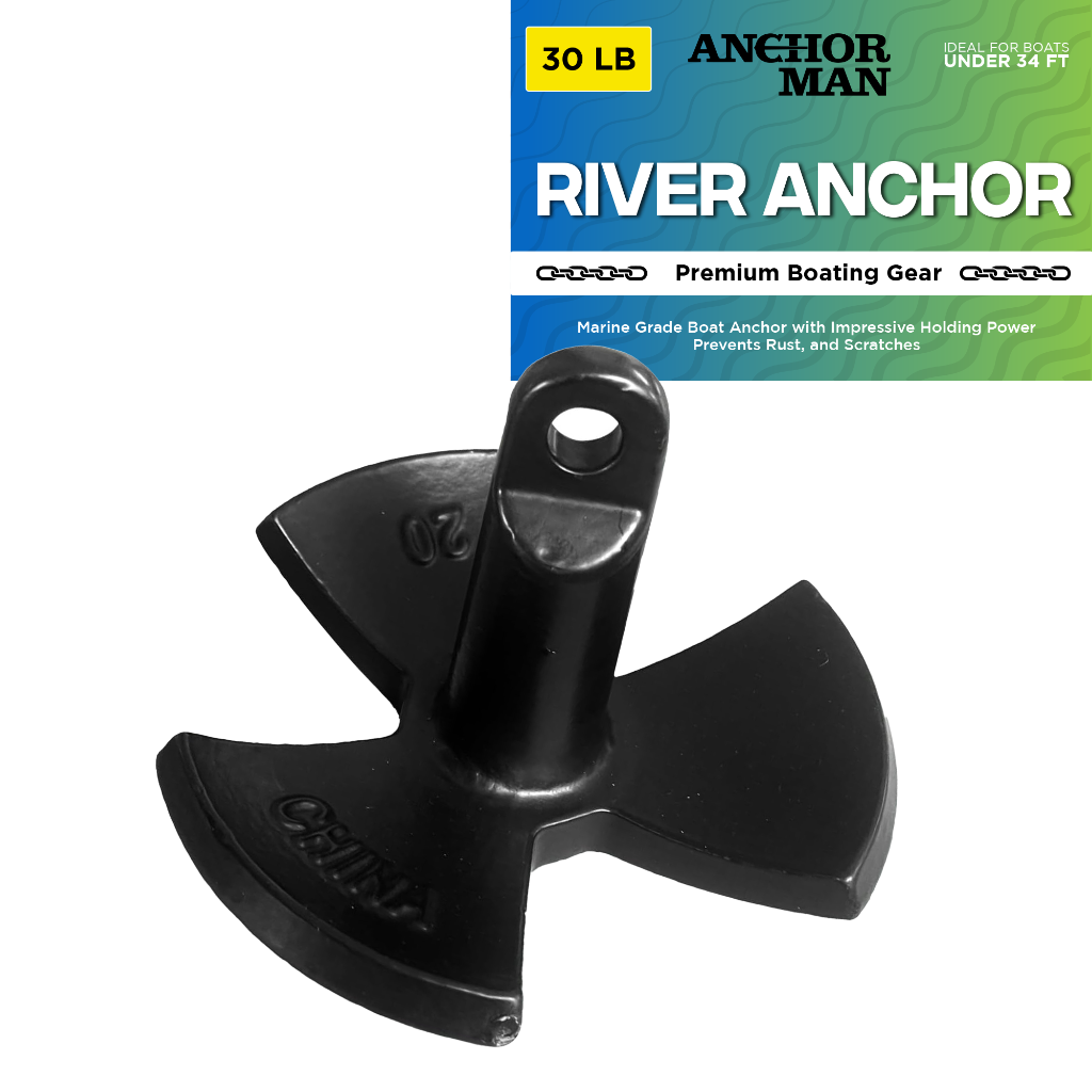 Anchor-Man River Anchor, Black Vinyl Coated Mushroom Anchor for Boats - Marine Grade Boat Anchor with Impressive Holding Power - Prevents Rust, and Scratches - Ideal for 15-20 Foot Boat