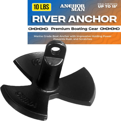 Anchor-Man River Anchor, Black Vinyl Coated Mushroom Anchor for Boats - Marine Grade Boat Anchor with Impressive Holding Power - Prevents Rust, and Scratches - Ideal for 15-20 Foot Boat
