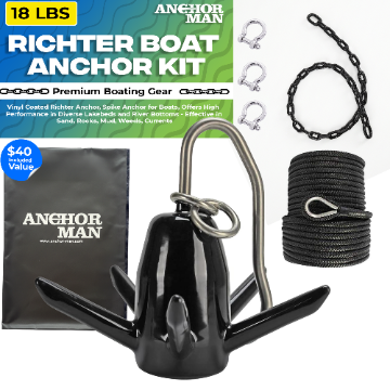 Boat Anchor Kit 18lbs with Slip Ring Design, Vinyl/PVC Coated, 100ft Nylon Rope, 4ft PVC-Coated Chain, Bow Shackle & Storage Bag – Heavy Duty Boat Anchor for Lakes, Rivers & Strong Currents