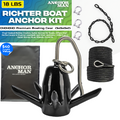 Boat Anchor Kit 18lbs with Slip Ring Design, Vinyl/PVC Coated, 100ft Nylon Rope, 4ft PVC-Coated Chain, Bow Shackle & Storage Bag – Heavy Duty Boat Anchor for Lakes, Rivers & Strong Currents